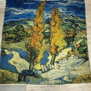 VINCENT VAN GOGH Two Poplars On A Road Lightweight Blanket Scarf-NWT